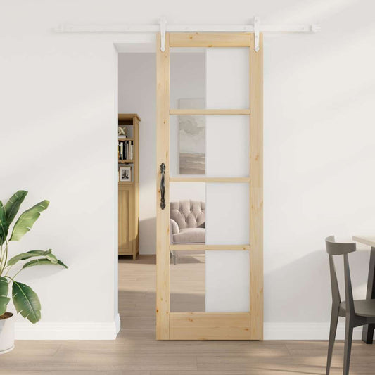 Schiebetür Braun 73,5 x 211 cm Holz und Metall