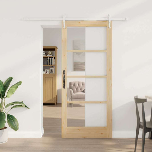Schiebetür Braun 78 x 202 cm Holz und Metall