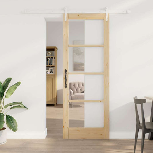 Schiebetür Braun 78 x 211 cm Holz und Metall