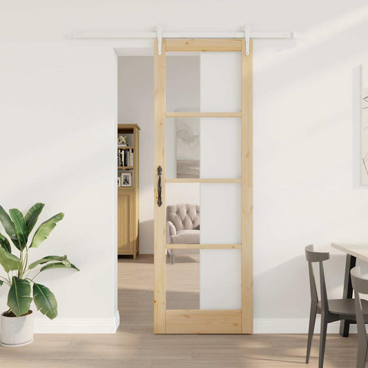 Schiebetür Braun 78 x 232 cm Holz und Metall