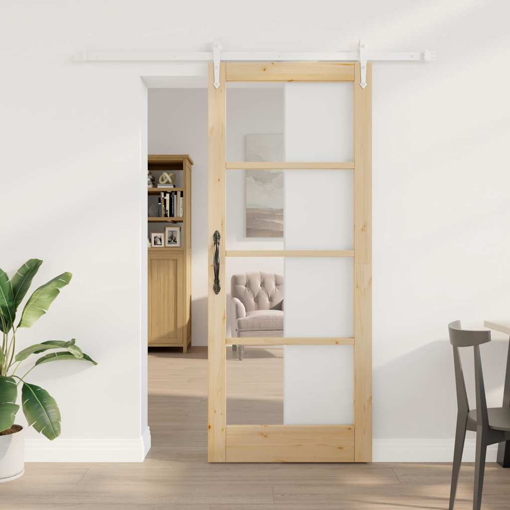 Schiebetür Braun 83 x 202 cm Holz und Metall