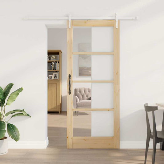Schiebetür Braun 83 x 202 cm Holz und Metall