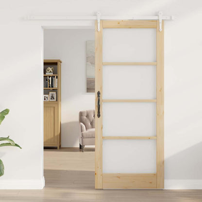 Schiebetür Braun 83 x 202 cm Holz und Metall