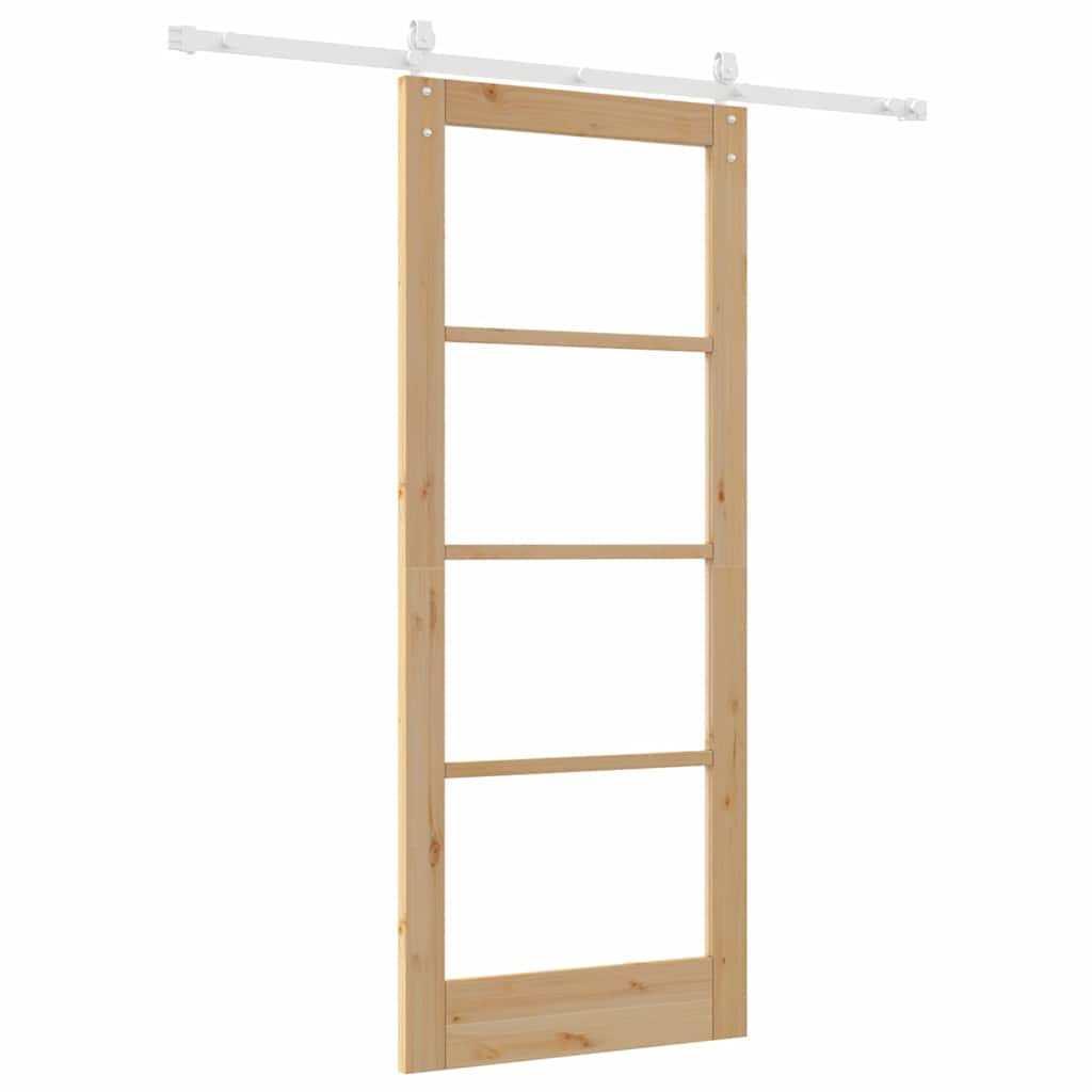 Schiebetür Braun 83 x 202 cm Holz und Metall