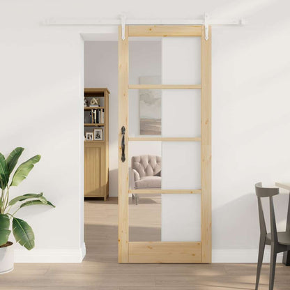 Schiebetür Braun 83 x 211 cm Holz und Metall