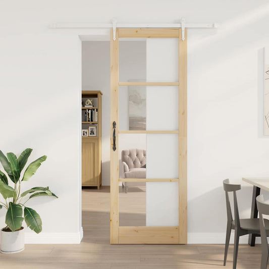 Schiebetür Braun 83 x 232 cm Holz und Metall