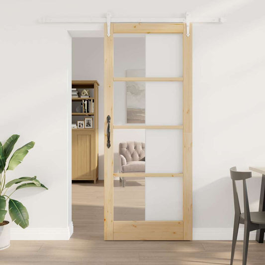 Schiebetür Braun 86 x 211 cm Holz und Metall