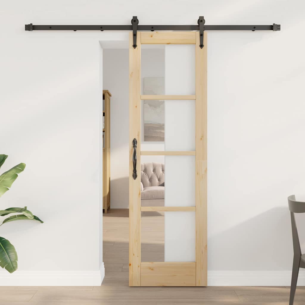 Schiebetür Braun 61 x 198,5 cm Holz und Metall
