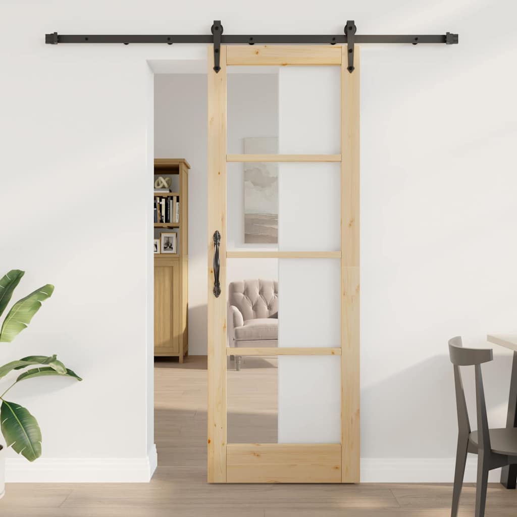 Schiebetür Braun 73,5 x 211 cm Holz und Metall