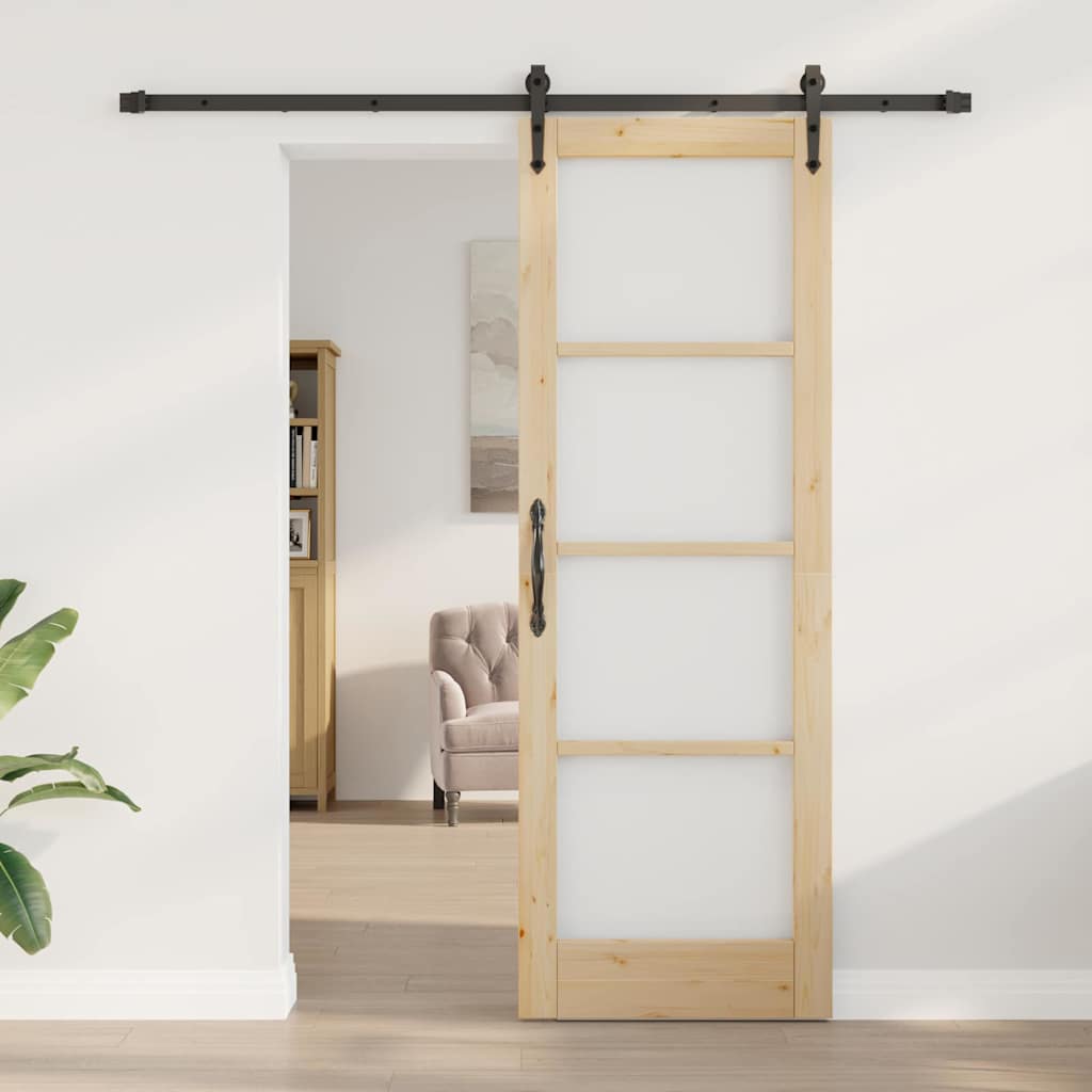 Schiebetür Braun 73,5 x 211 cm Holz und Metall