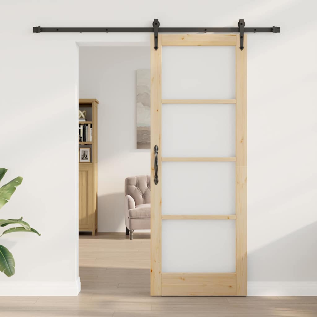 Schiebetür Braun 78 x 211 cm Holz und Metall