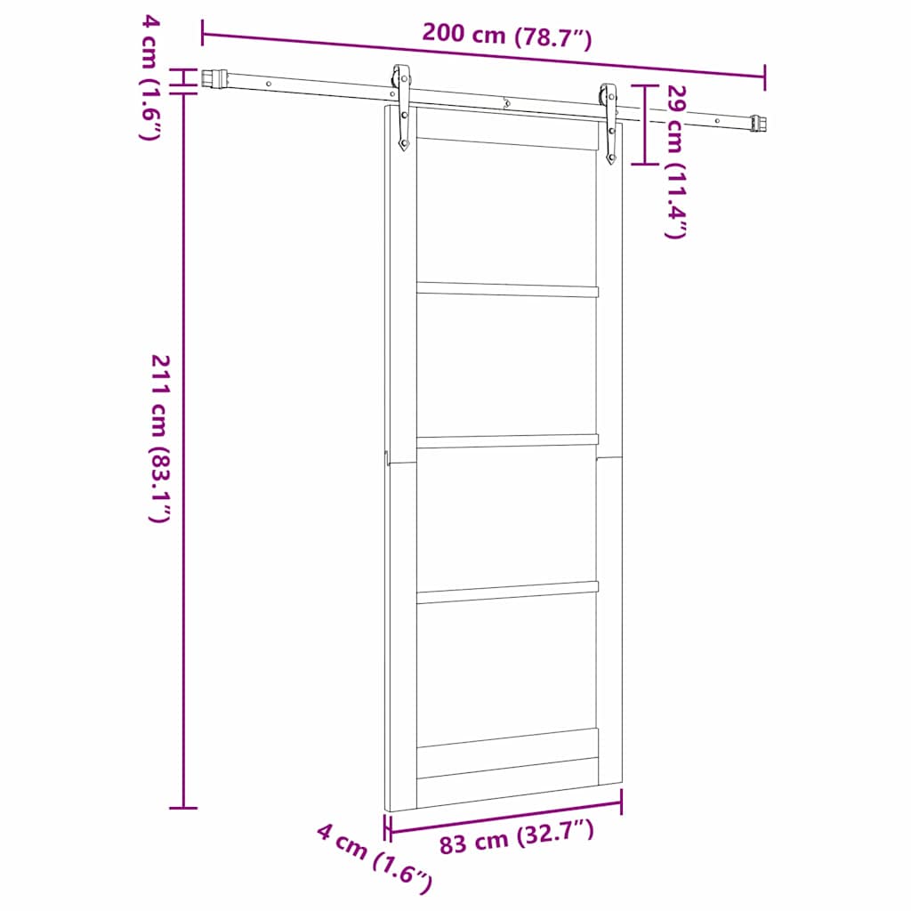 Schiebetür Manuell Weiß 83 x 211 cm Holz und Metall