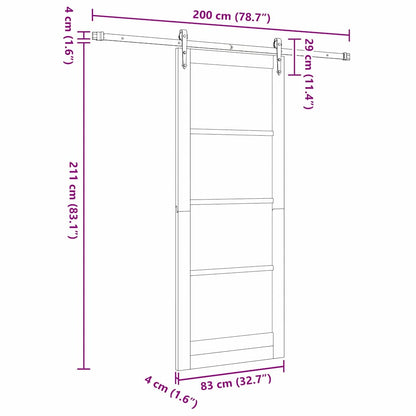 Schiebetür Manuell Weiß 83 x 211 cm Holz und Metall