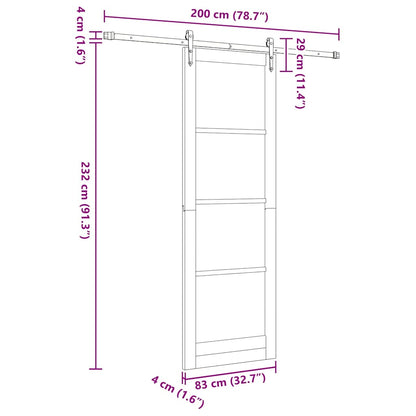 Schiebetür Manuell Weiß 83 x 232 cm Holz und Metall