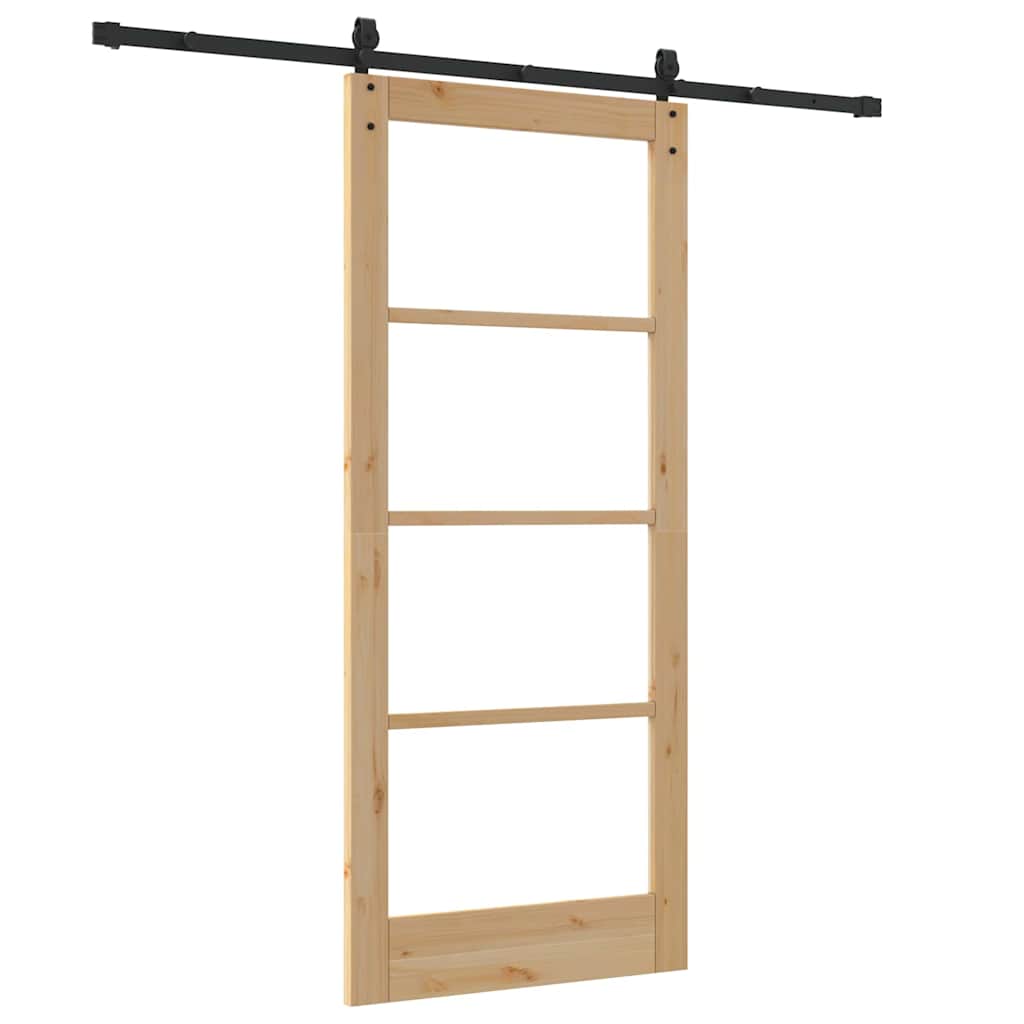 Schiebetür Manuell Braun 86 x 198.5 cm Holz und Metall