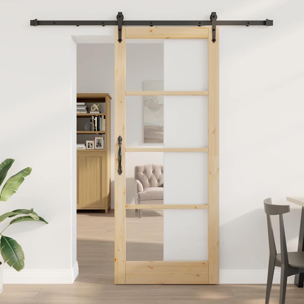 Schiebetür Braun 86 x 211 cm Holz und Metall