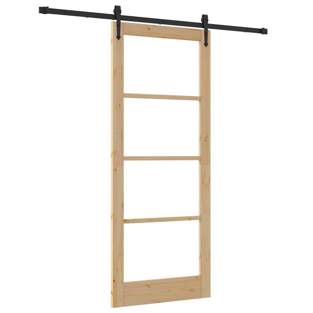 Schiebetür Braun 86 x 211 cm Holz und Metall