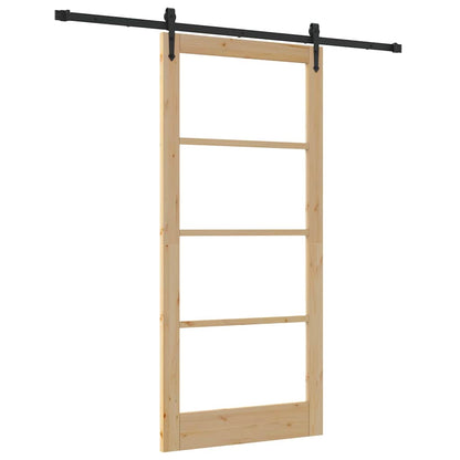 Schiebetür Manuell Braun 93 x 202 cm Holz und Metall