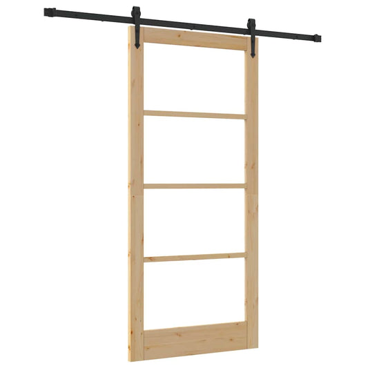 Schiebetür Manuell Braun 93 x 202 cm Holz und Metall