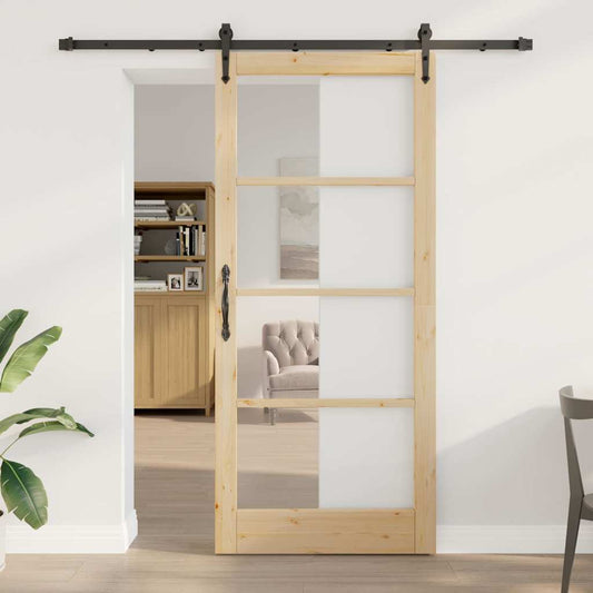 Schiebetür Manuell Braun 93 x 211 cm Holz und Metall