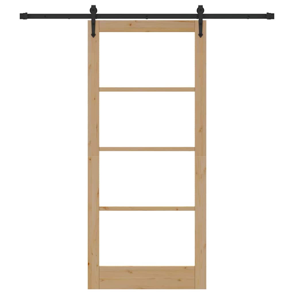 Schiebetür Manuell Braun 93 x 211 cm Holz und Metall