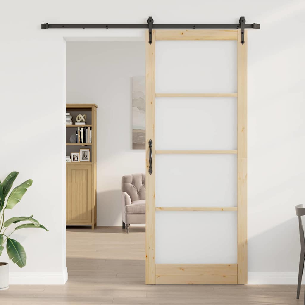 Schiebetür Manuell Braun 93 x 232 cm Holz und Metall