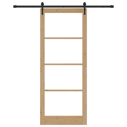 Schiebetür Manuell Braun 93 x 232 cm Holz und Metall
