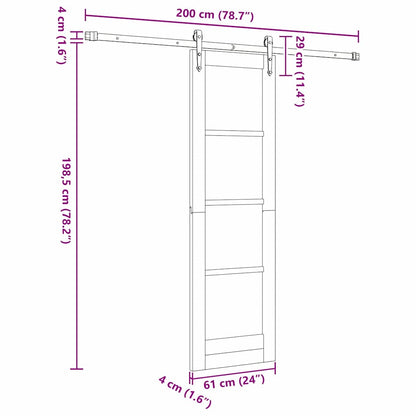Schiebetür Braun 61 x 198,5 cm Holz und Metall