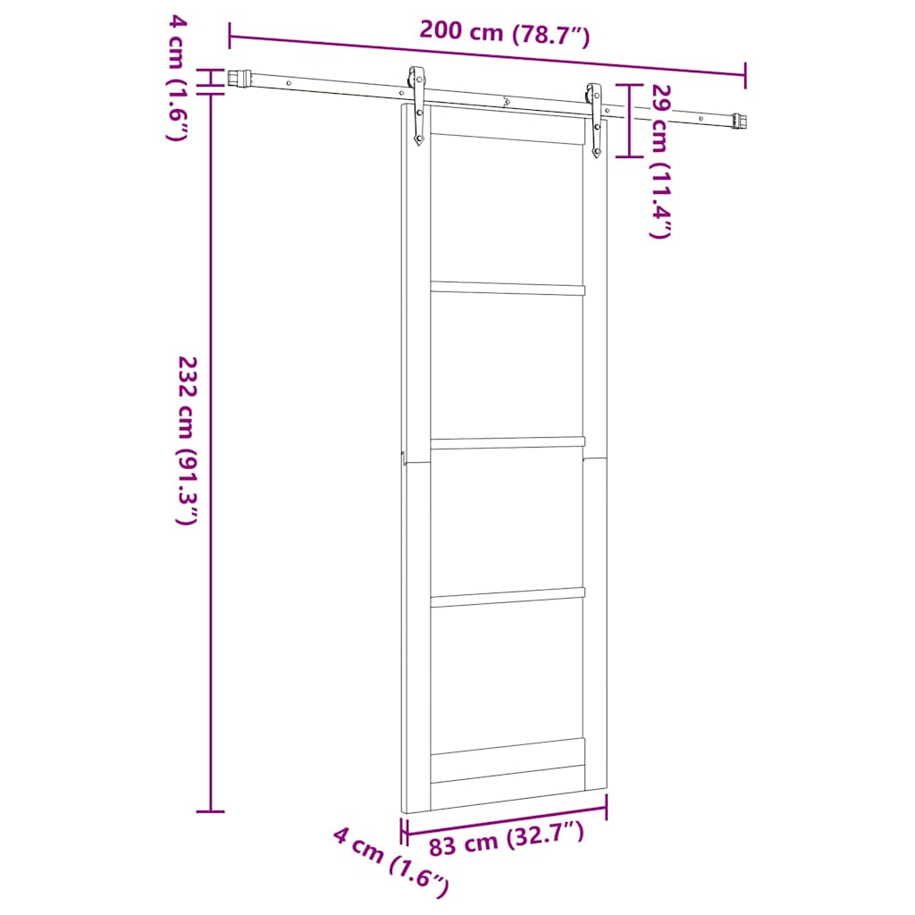 Schiebetür Braun 83 x 232 cm Holz und Metall