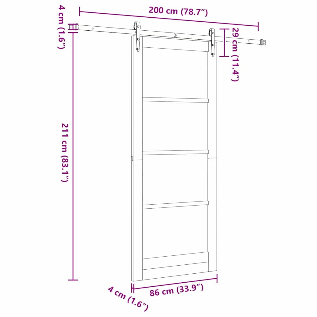 Schiebetür Braun 86 x 211 cm Holz und Metall
