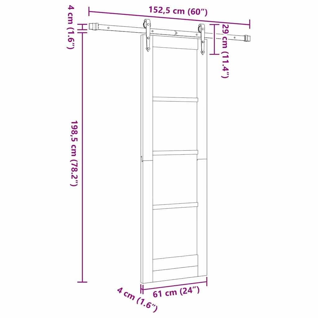 Schiebetür ORKDAL Braun 61 x 198,5 cm Holz und Metall