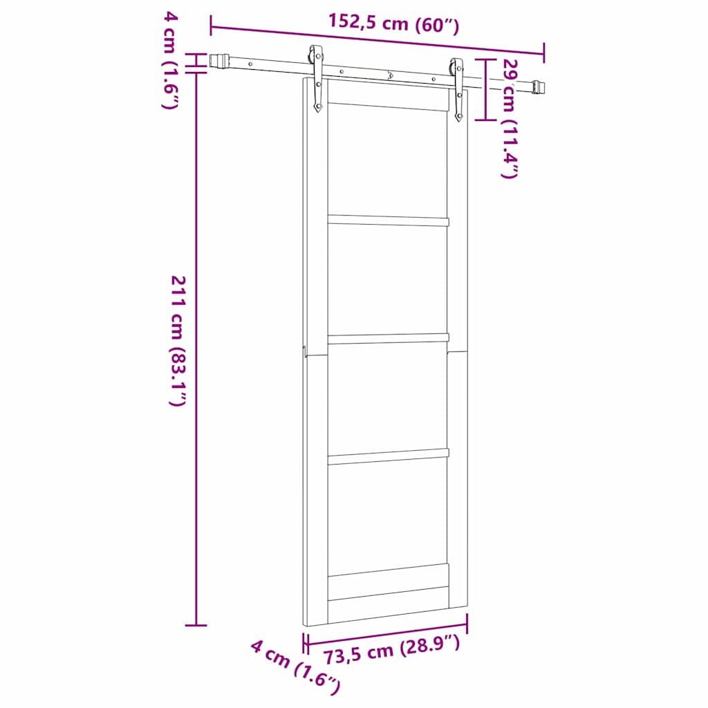 Schiebetür ORKDAL Braun 73,5 x 211 cm Holz und Metall