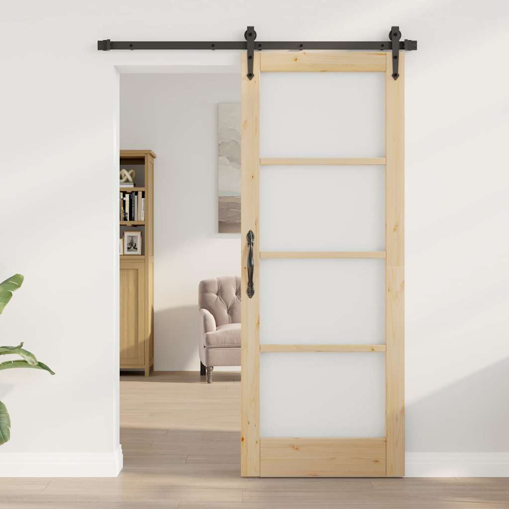 Schiebetür ORKDAL Braun 78 x 202 cm Holz und Metall