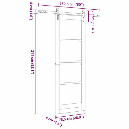 Schiebetür ORKDAL Weiß 78 x 202 cm Holz und Metall