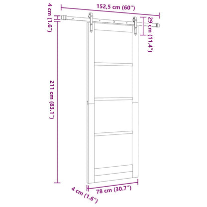 Schiebetür Manuell Weiß 78 x 211 cm Holz und Metall