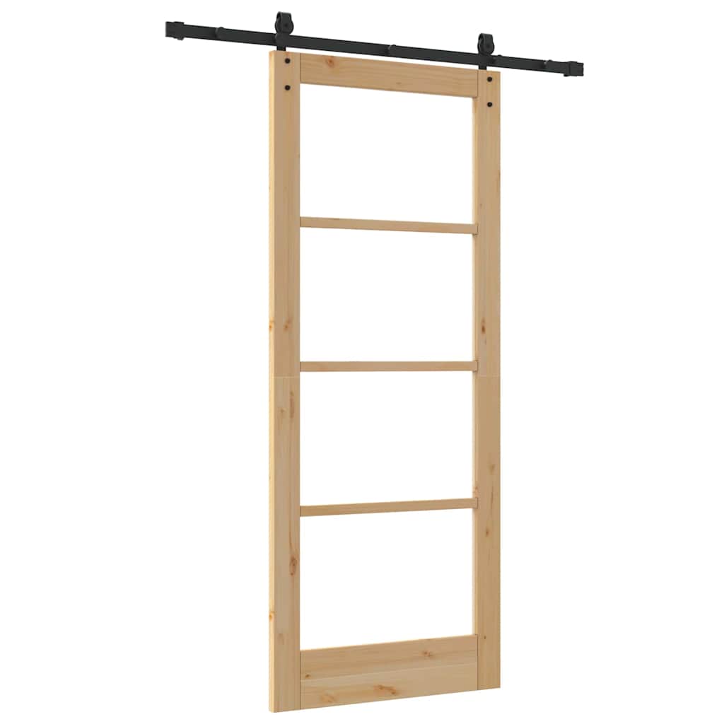 Schiebetür Manuell Braun 83 x 202 cm Holz und Metall