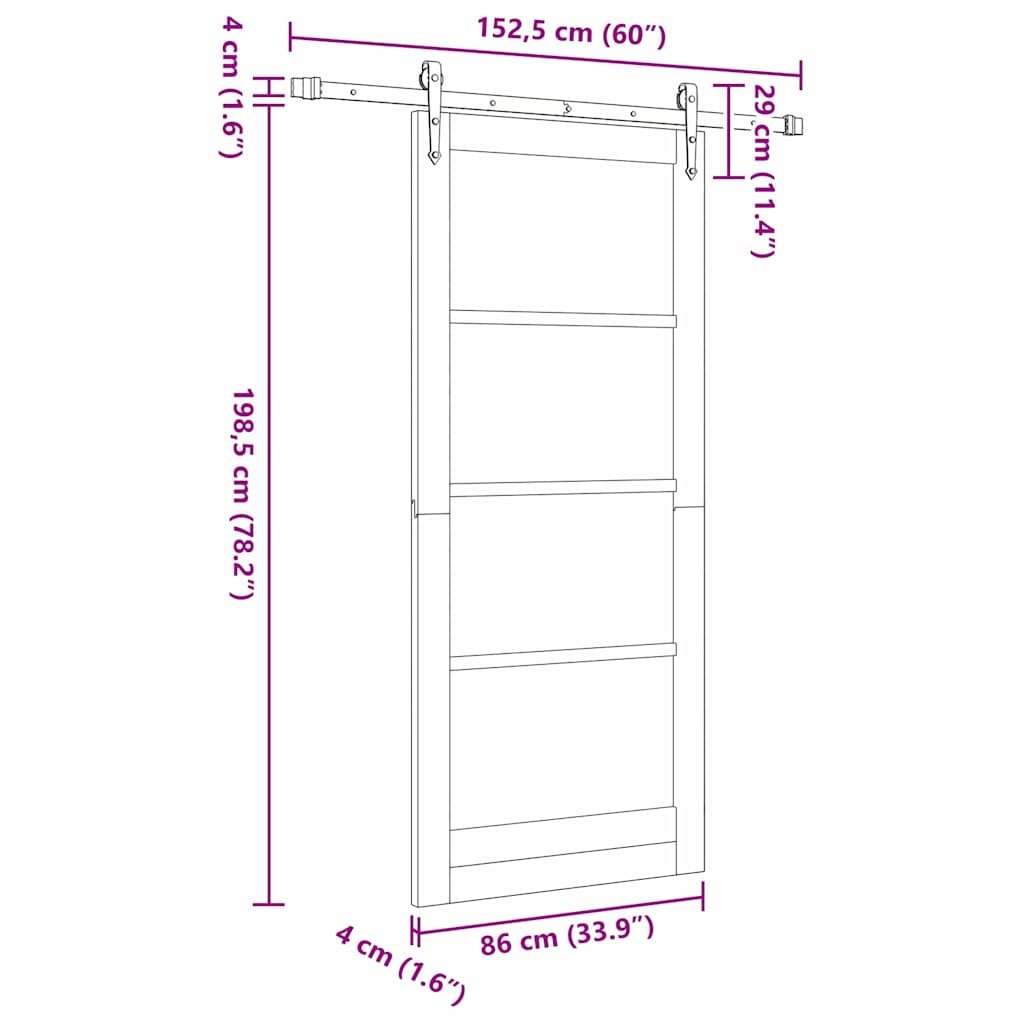 Schiebetür ORKDAL Braun 86 x 198,5 cm Holz und Metall