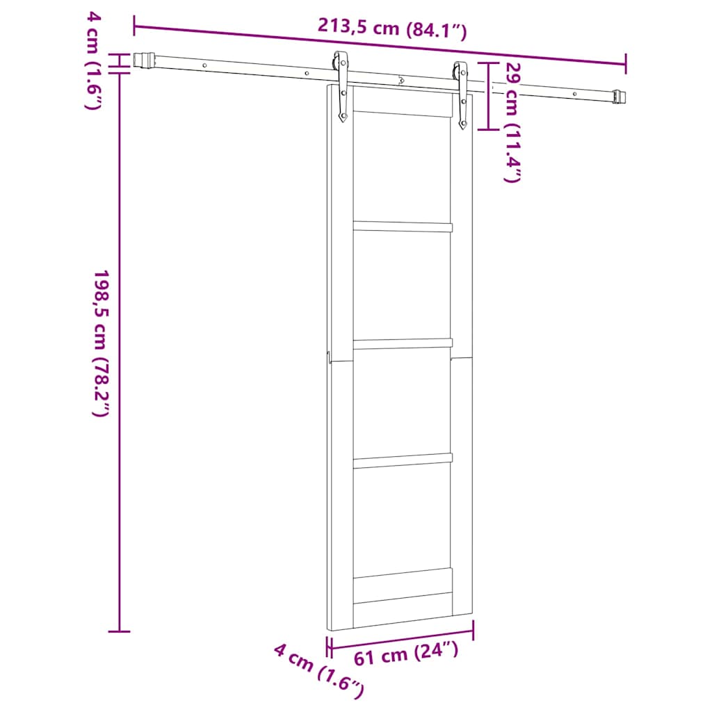 Schiebetür ORKDAL Braun 61 x 198,5 cm Holz und Metall