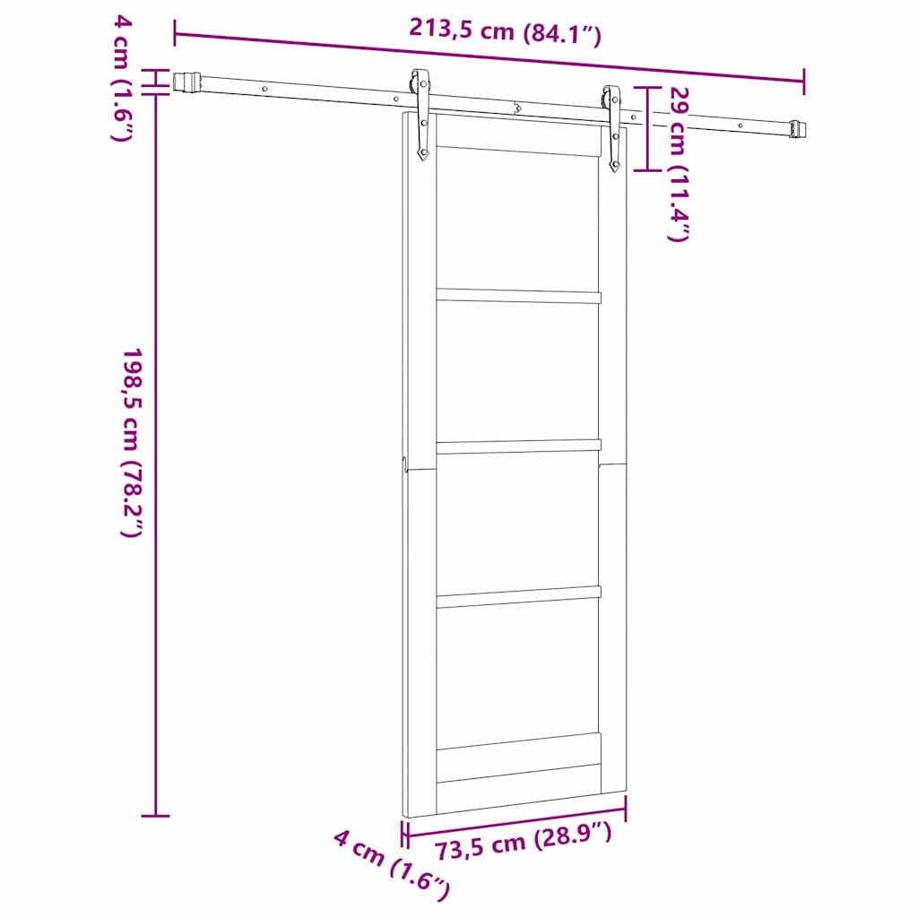 Schiebetür ORKDAL Braun 73,5 x 198,5 cm Holz und Metall