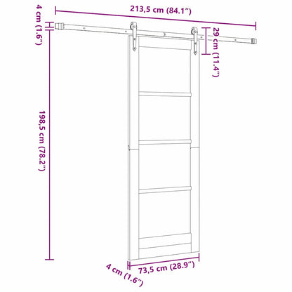 Schiebetür ORKDAL Braun 73,5 x 198,5 cm Holz und Metall
