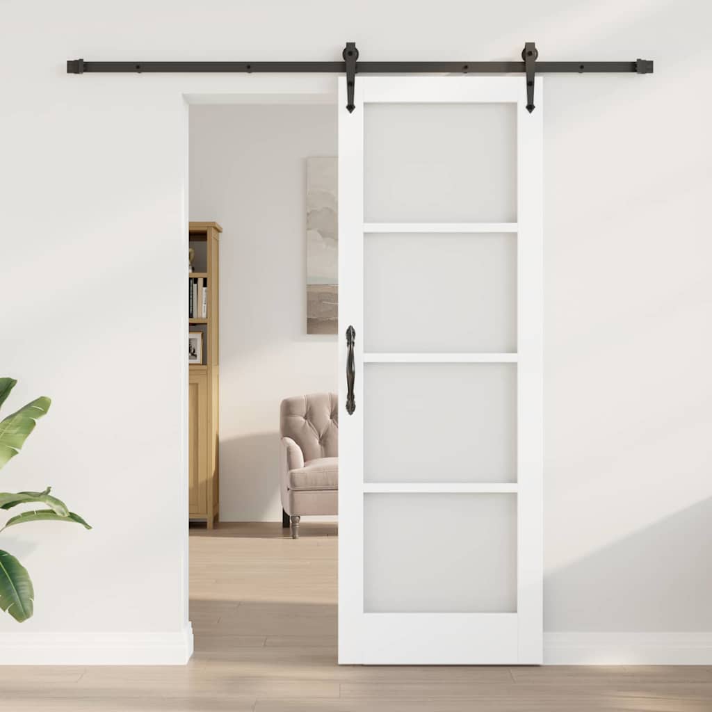 Schiebetür ORKDAL Weiß 73,5 x 211 cm Holz und Metall