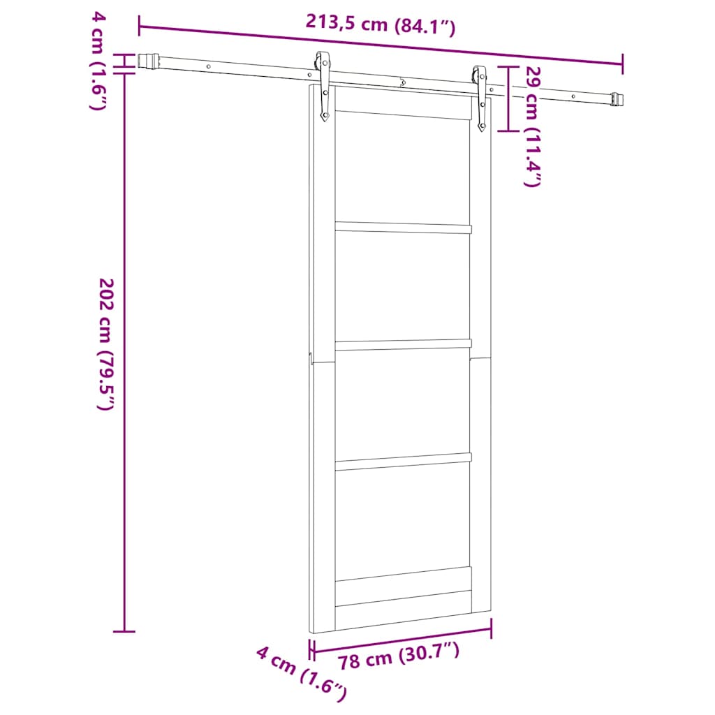 Schiebetür Manuell Weiß 78 x 202 cm Holz und Metall