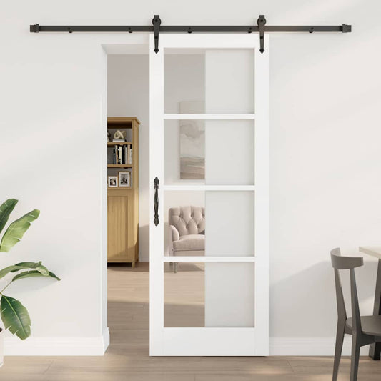 Schiebetür Manuell Weiß 78 x 211 cm Holz und Metall