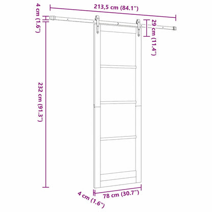 Schiebetür Manuell Weiß 78 x 232 cm Holz und Metall