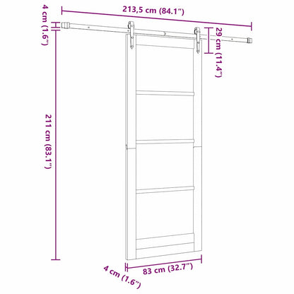 Schiebetür Manuell Weiß 83 x 211 cm Holz und Metall