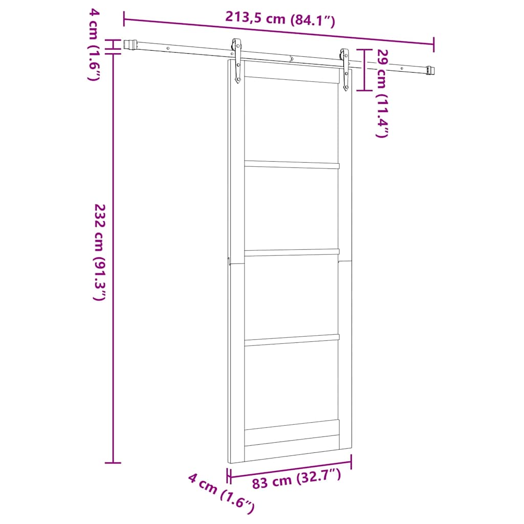 Schiebetür Manuell Braun 83 x 232 cm Holz und Metall