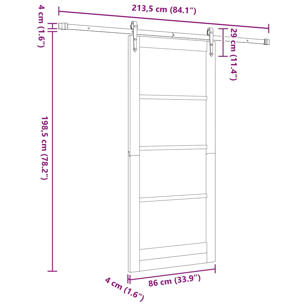 Schiebetür ORKDAL Braun 86 x 198,5 cm Holz und Metall