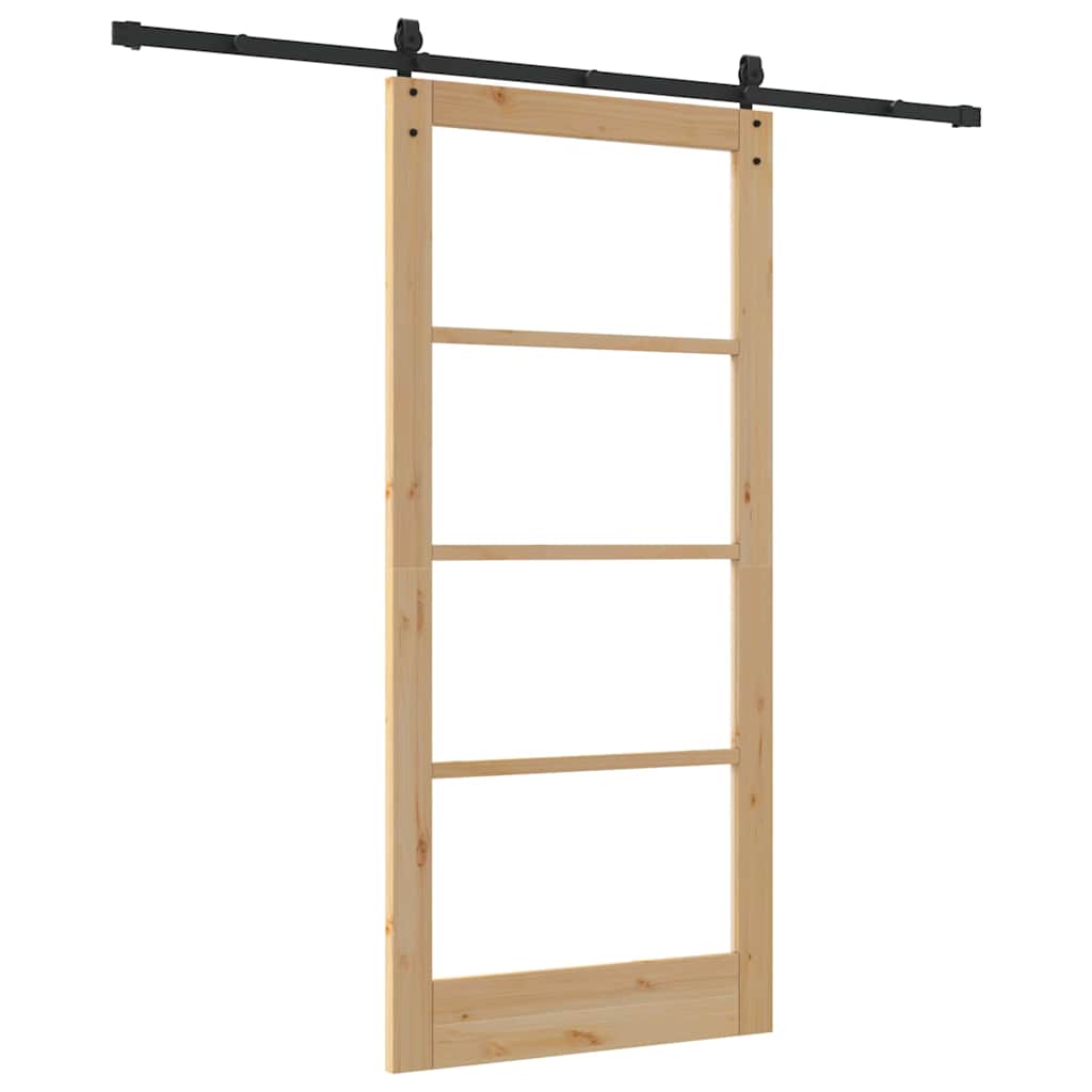 Schiebetür Manuell Braun 93 x 202 cm Holz und Metall