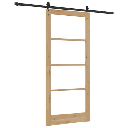 Schiebetür Manuell Braun 93 x 211 cm Holz und Metall