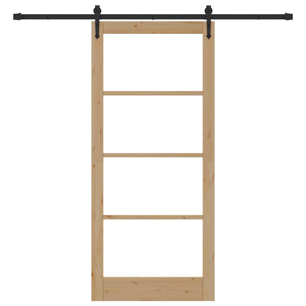 Schiebetür Manuell Braun 93 x 211 cm Holz und Metall